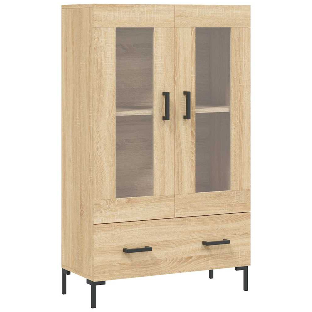 vidaXL 2 Glass Door Single Drawer Sonoma Oak Highboard Image 2