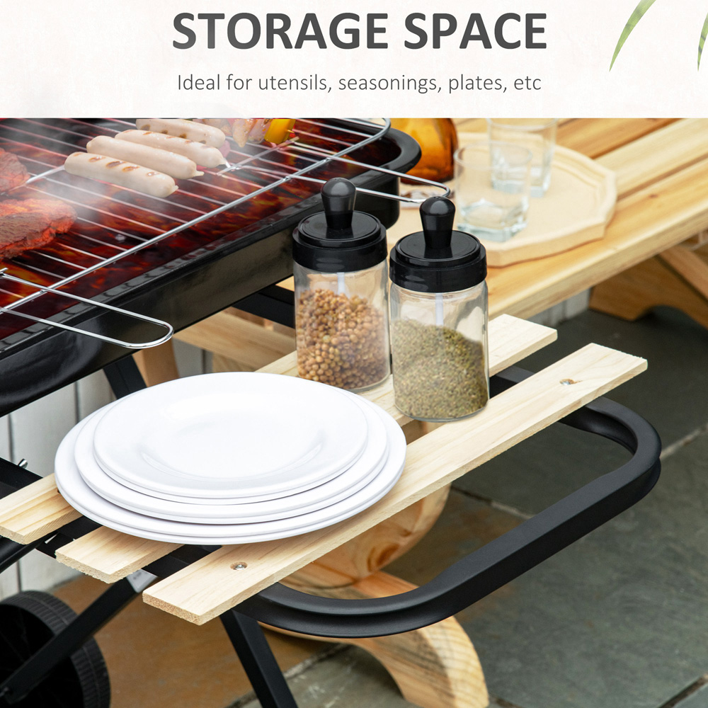 Outsunny Foldable Charcoal Trolley BBQ Grill Image 4