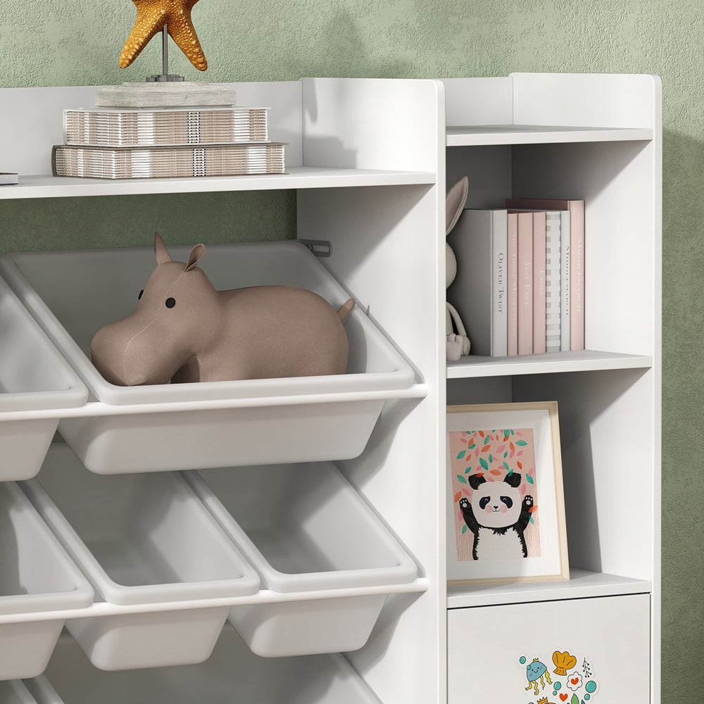 AIYAPLAY 8 Bin White Kids Toy Storage Organiser Image 3