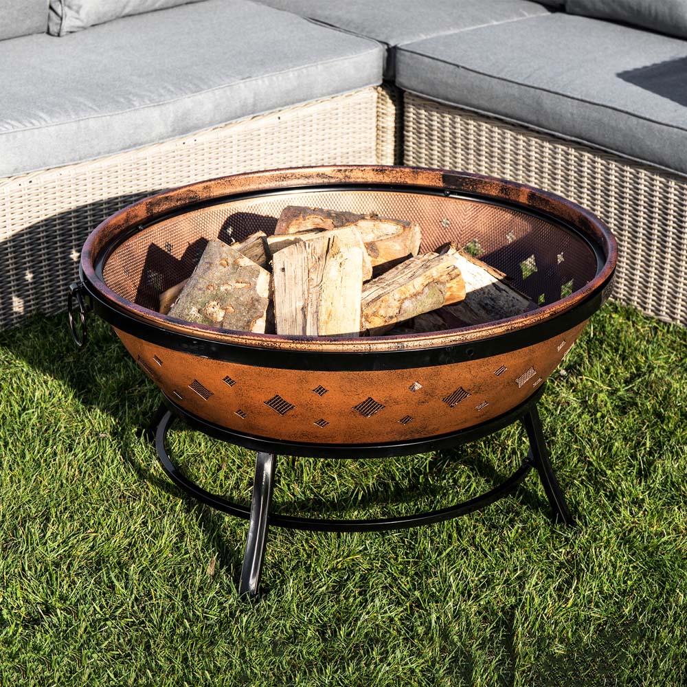 Teamson Home Round Steel Wood Burning Outdoor Fire Pit 34 inch Image 8