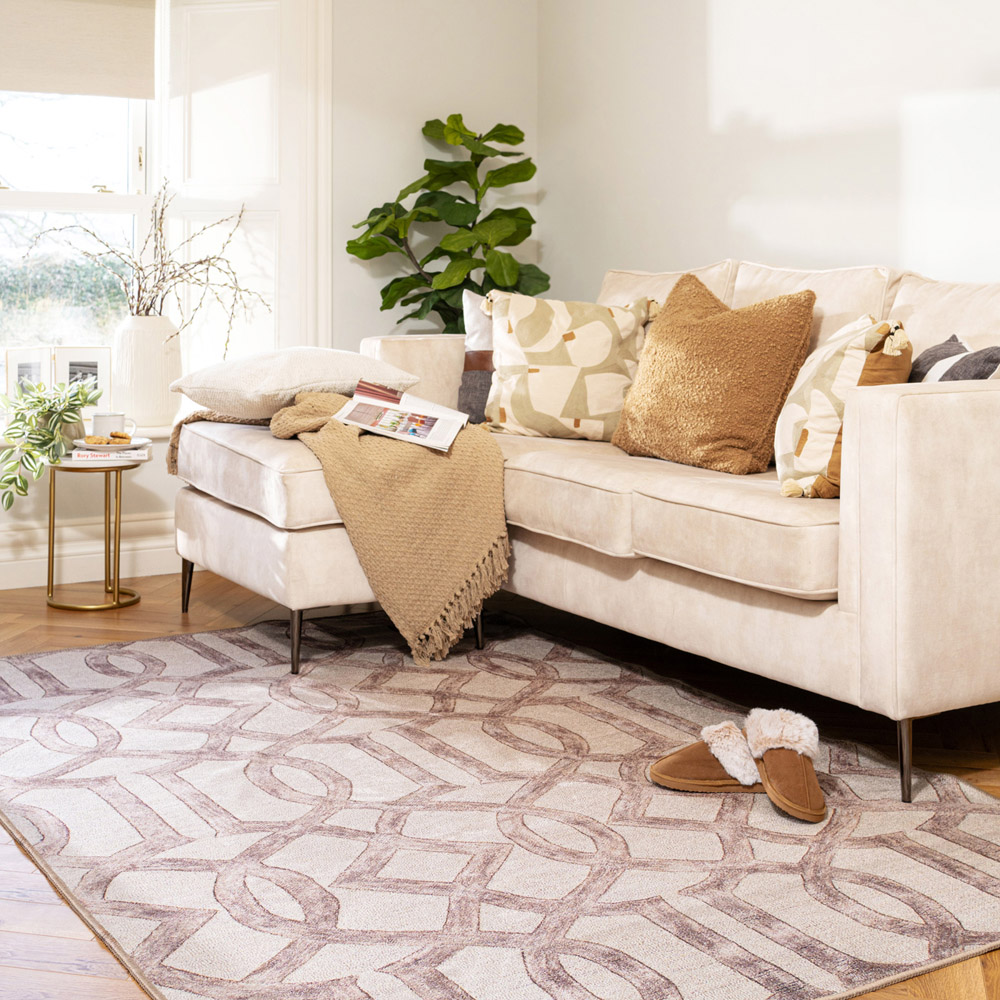 Kukoon Contemporary Abstract Soft Chenille Beige Washable Rug 160 x 230cm Image 2