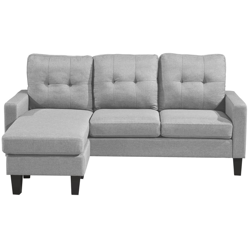 Portland 3 Seater Light Grey Fabric L Shape Reversible Corner Sofa with Ottoman Image 6