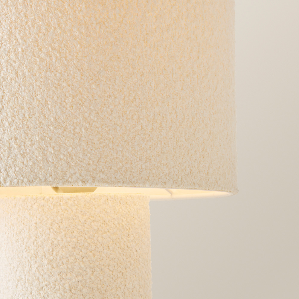 ValueLights Ash Cream Boucle LED Table Lamp Image 4
