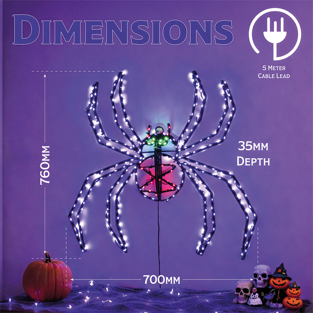 FXLab 274 Multicolour LED 2D Metal Spider Silhouette 54.5 x 3.5 x 61cm Image 8