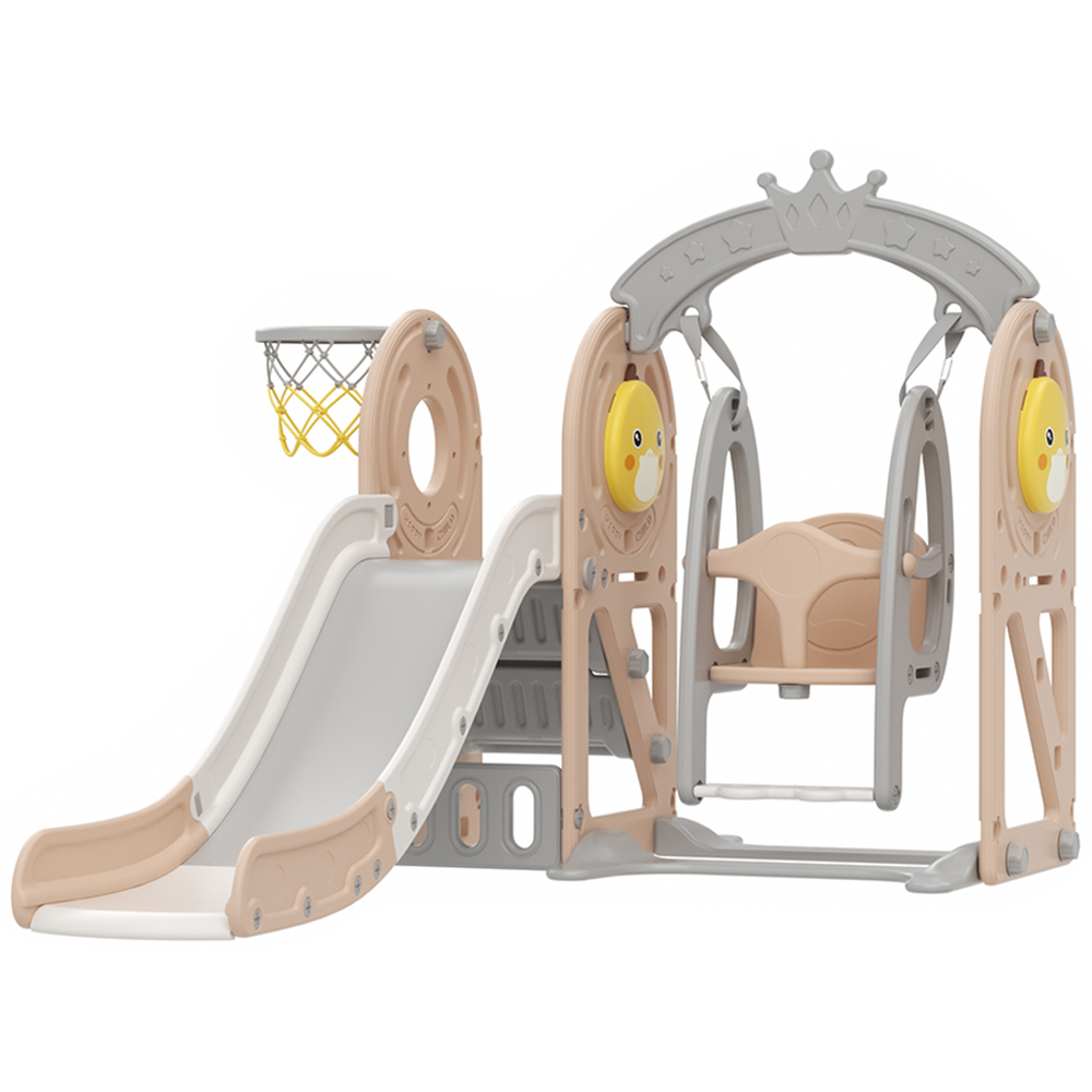 Living and Home 3 in 1 Kids Brown Duck Swing and Slide Set Image 1