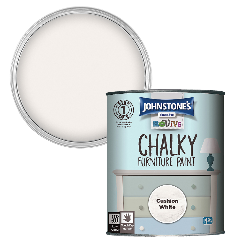 Johnstone's Revive Cushion White Chalky Furniture Paint 750ml Image 1
