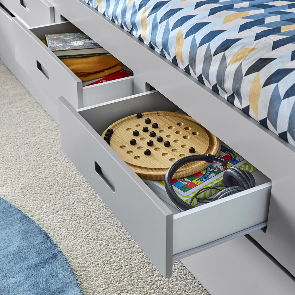 Veera Grey 3 Drawer Guest Bed with Orthopaedic Mattress Image 5