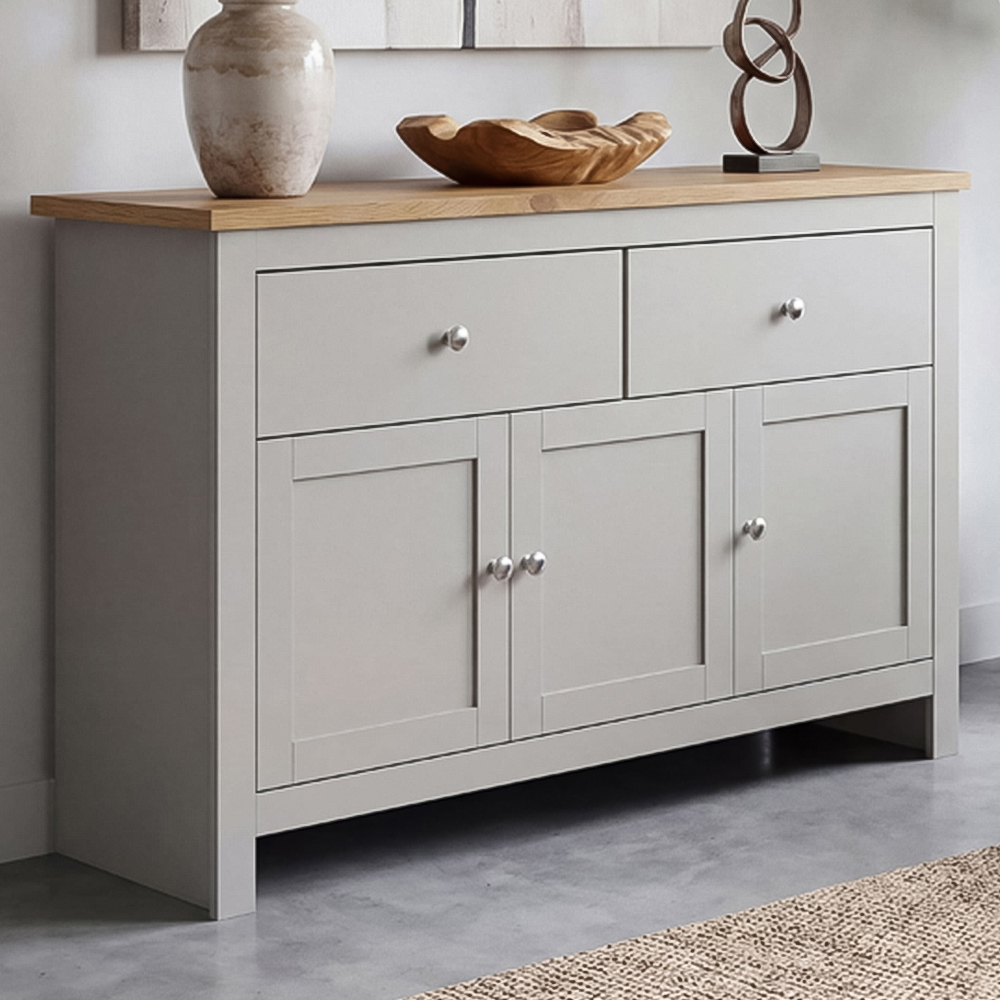 VIDA DESIGNS Arlington 3 Door 2 Drawer Grey Sideboard Image 1