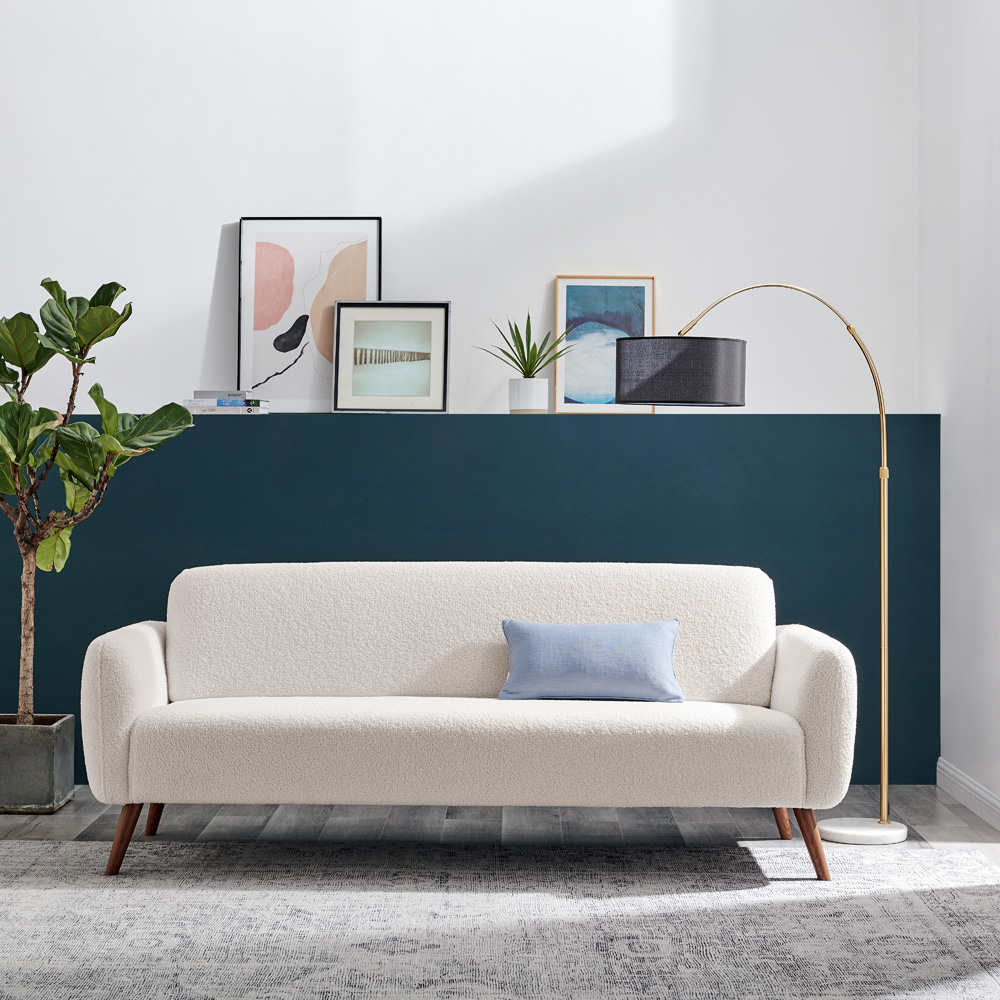 Furniturebox Terry 3 Seater White Boucle Sofa Image 4