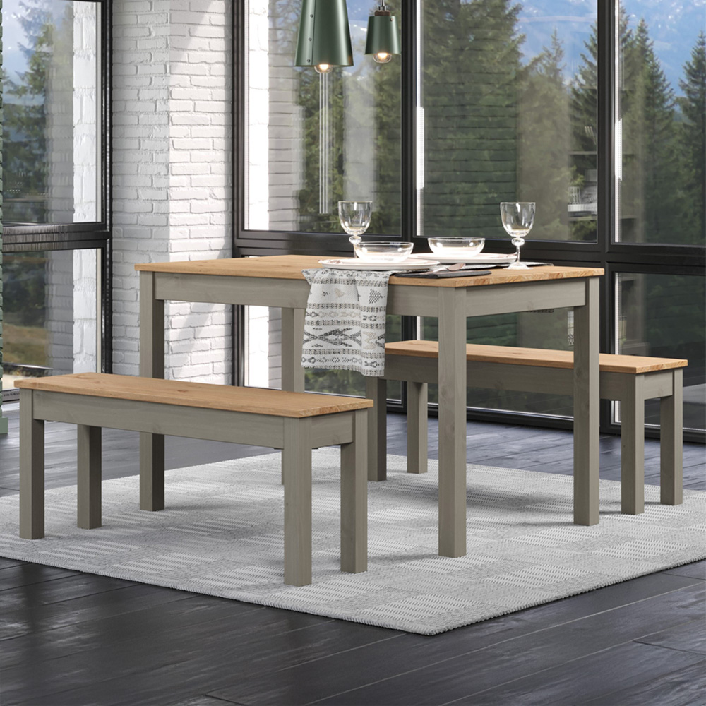Core Products Corona Linea 6 Seater Large Dining Table Bench Set Grey Image 1