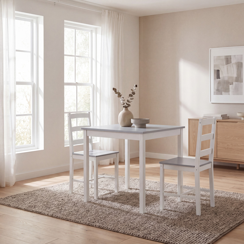 VIDA DESIGNS Yorkshire 2 Seater Dining Set White and Grey Image 3