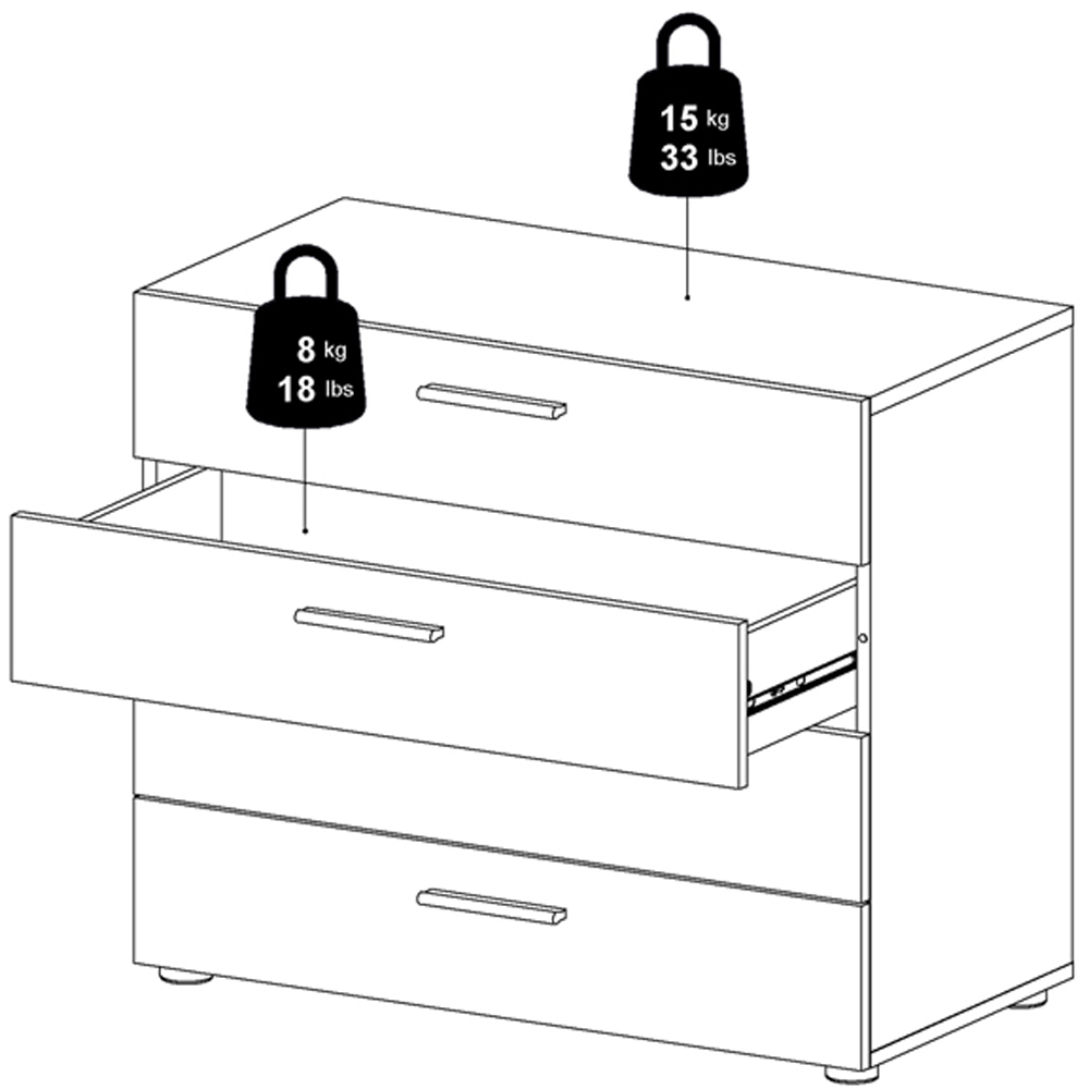 Florence 4 Drawer White Chest of Drawers Image 7