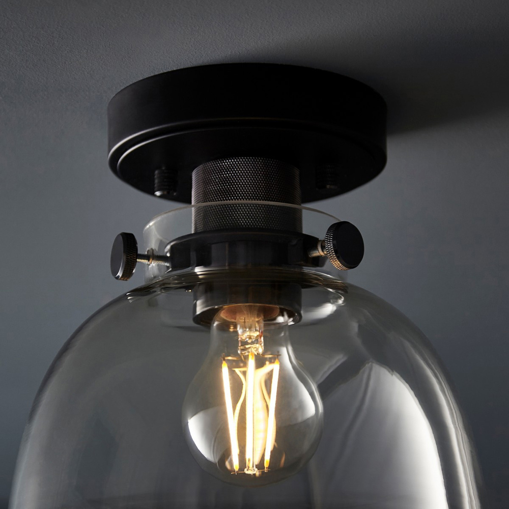 Merano Alessandria Bowl Smokey Grey and Black Semi Flush Ceiling Light Image 4