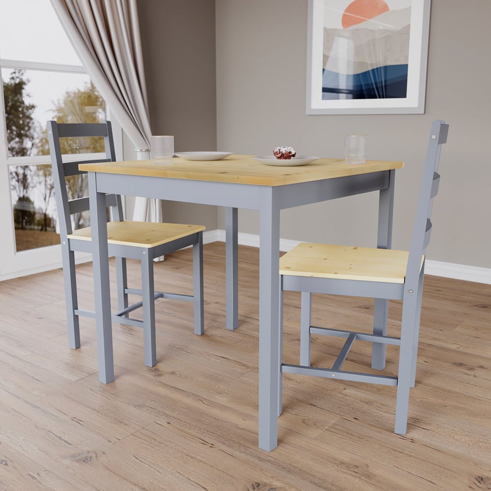 Vida Designs Yorkshire 2 Seater Dining Set Grey and Pine Image 3