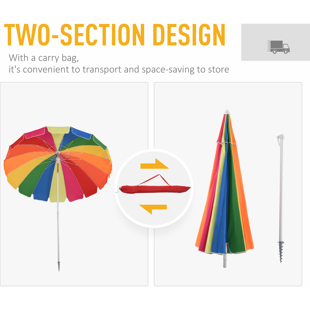 Outsunny Multicolour Adjustable Umbrella Parasol 2.4m Image 5
