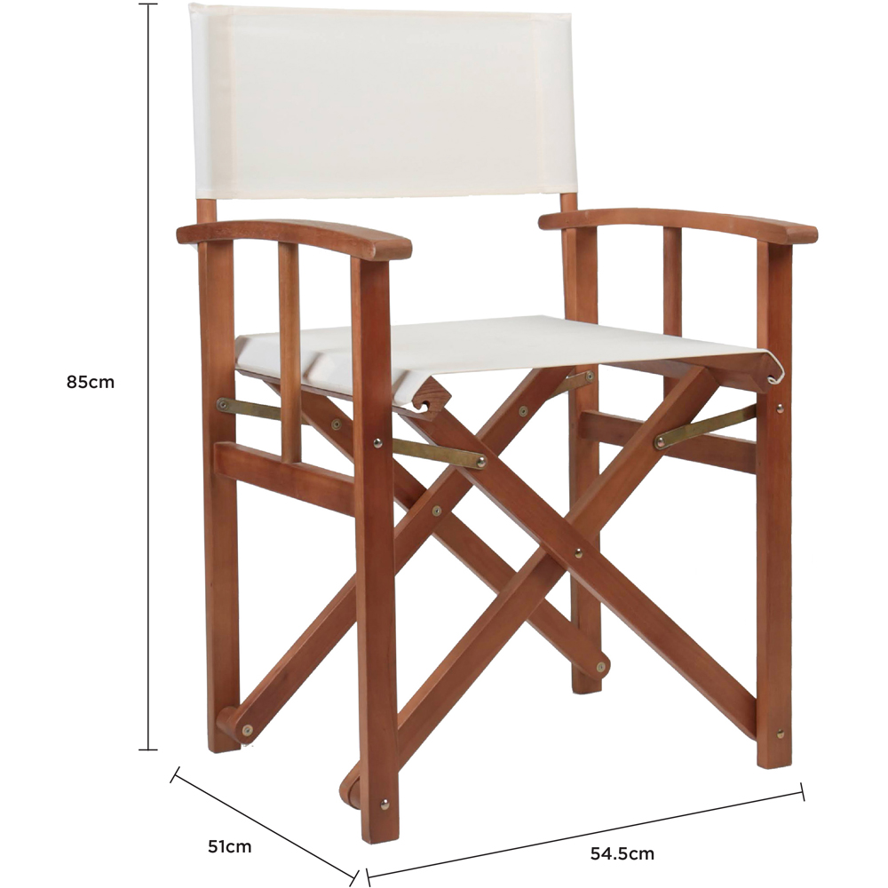 Charles Bentley Set of 2 Cream Wooden Foldable Directors Chair Image 9