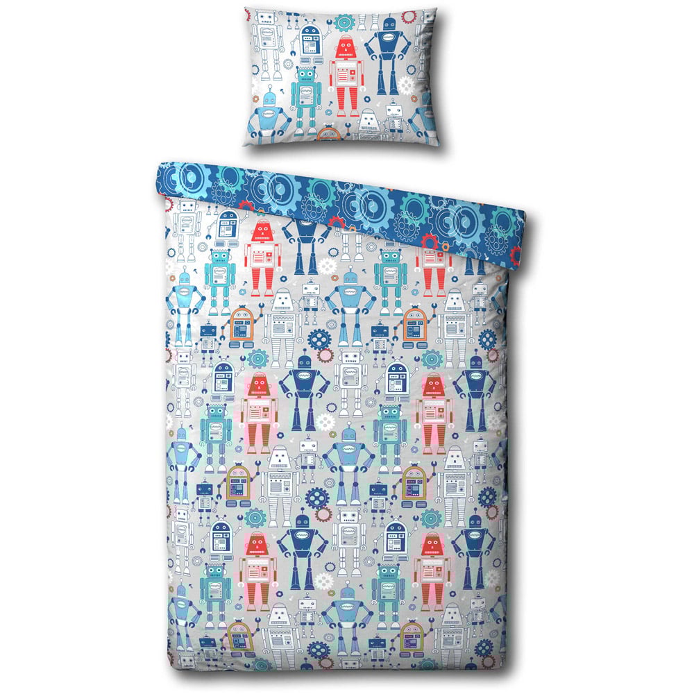 little furn. Robot Toddler Blue Duvet Cover Set Image 2