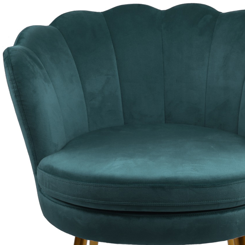 Flora Teal Velvet Petal Back Armchair Image 3