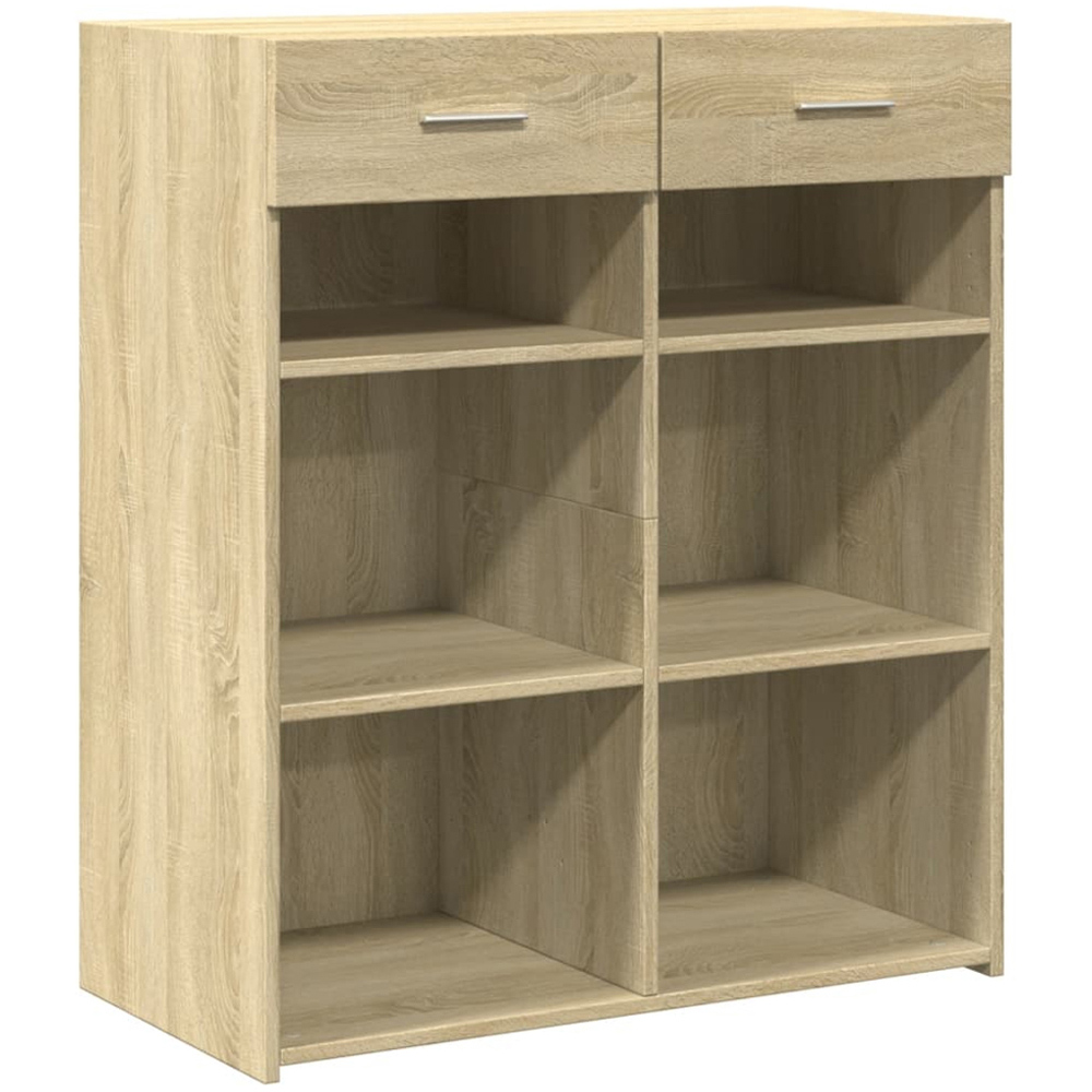 vidaXL 2 Drawer 6 Shelf Sonoma Oak Sideboard Image 2