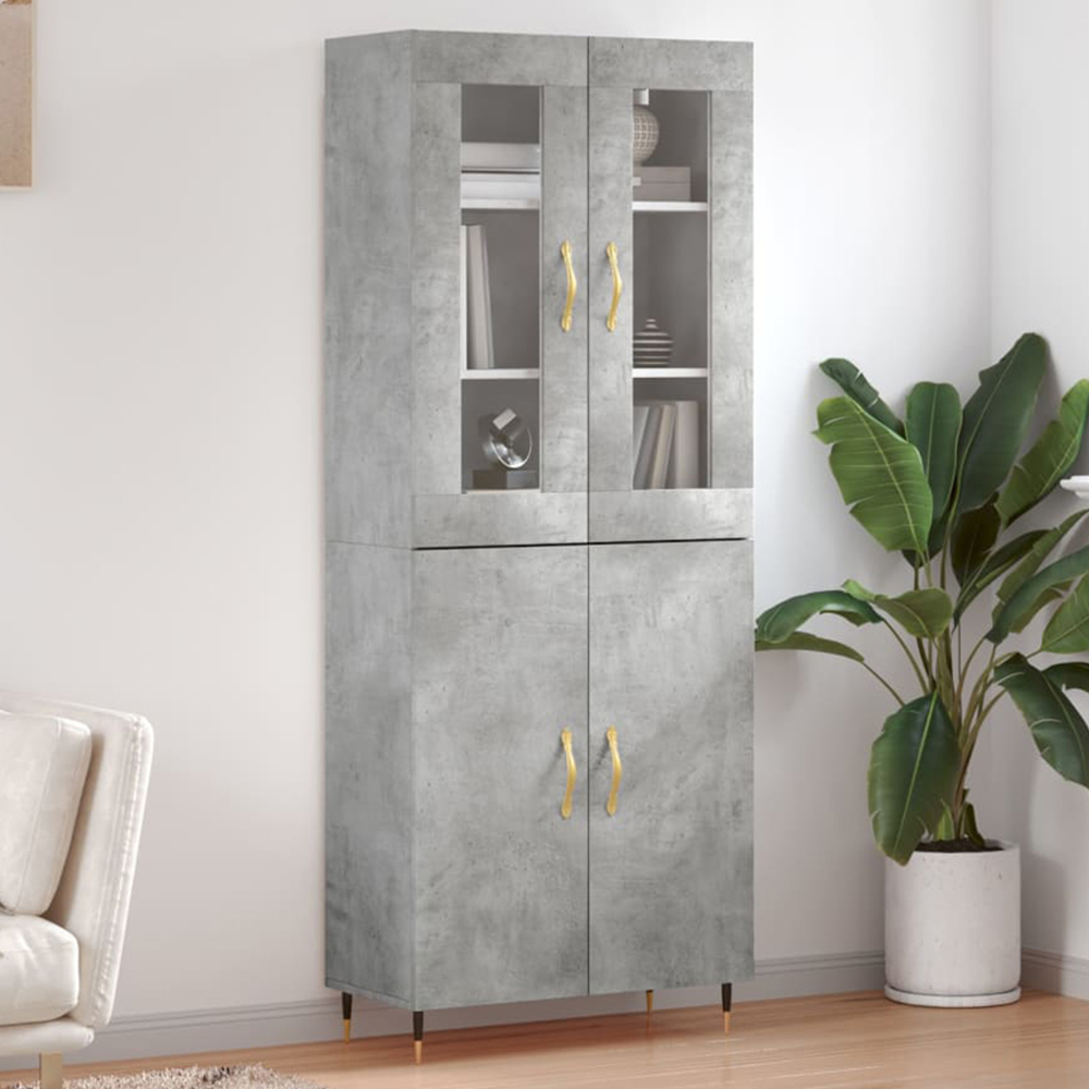 vidaXL 4 Door Concrete Grey Highboard Image 1