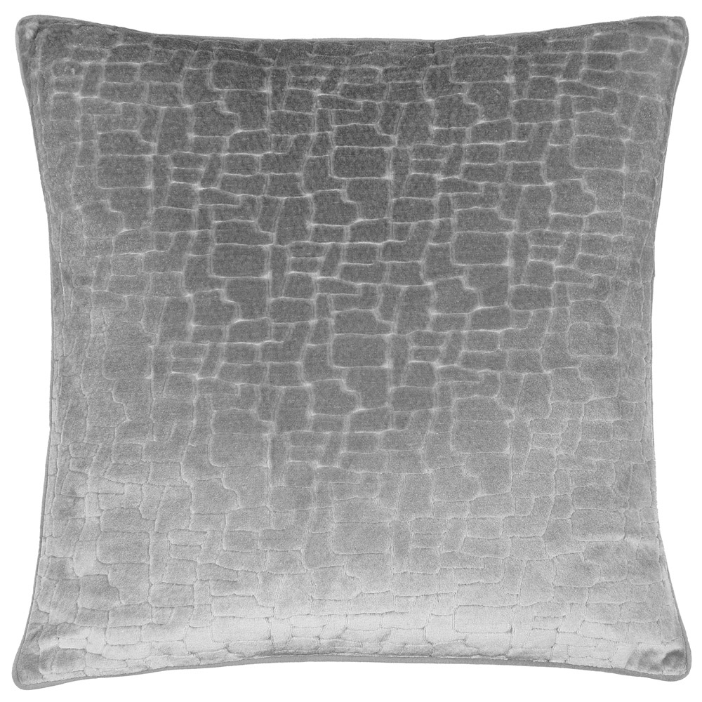 Paoletti Bloomsbury Silver Geometric Cut Velvet Piped Cushion Image 1