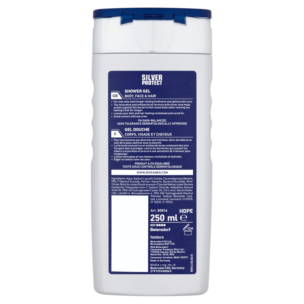 Nivea Men's Silver Protect Shower Gel 250ml Image 2