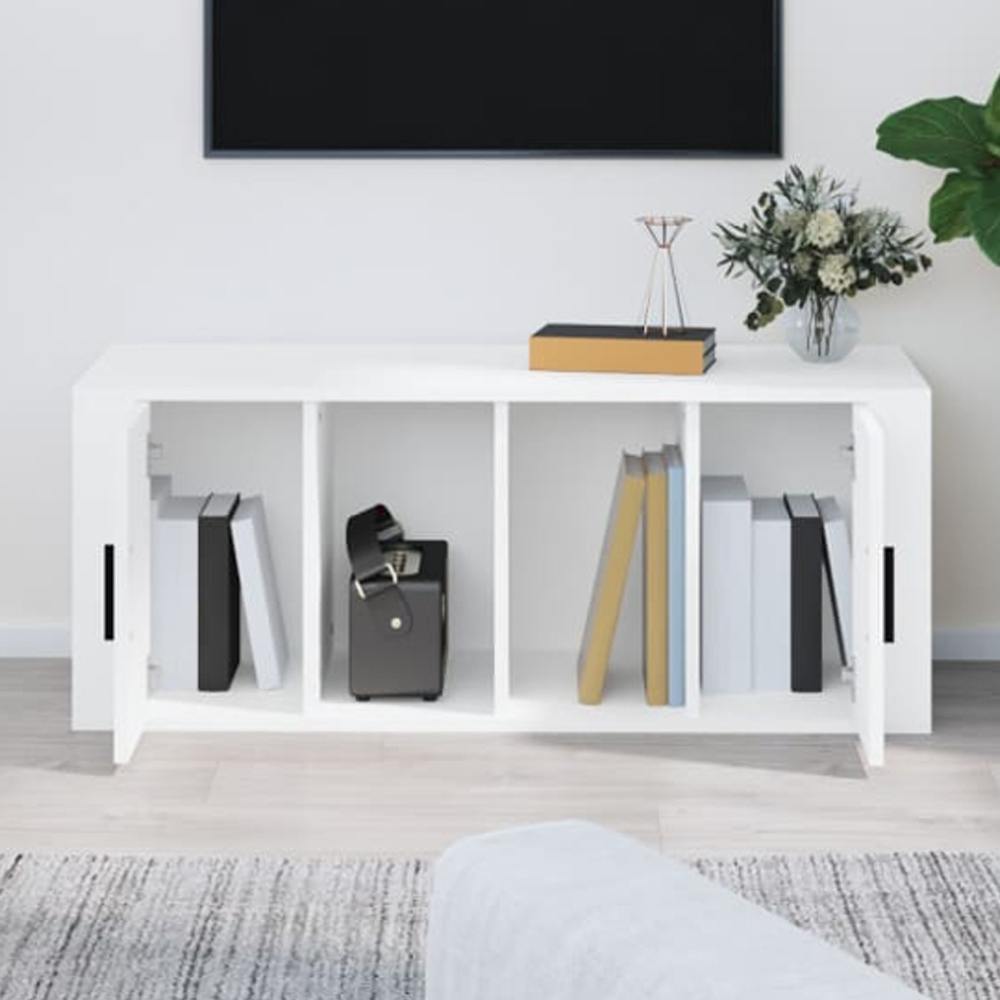 vidaXL 2 Door 2 Shelf White TV Cabinet Image 1