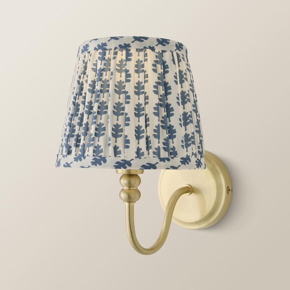 ValueLights Binky Blue Floral Shade Gold Rechargeable Wall Light with Bulb Image 5