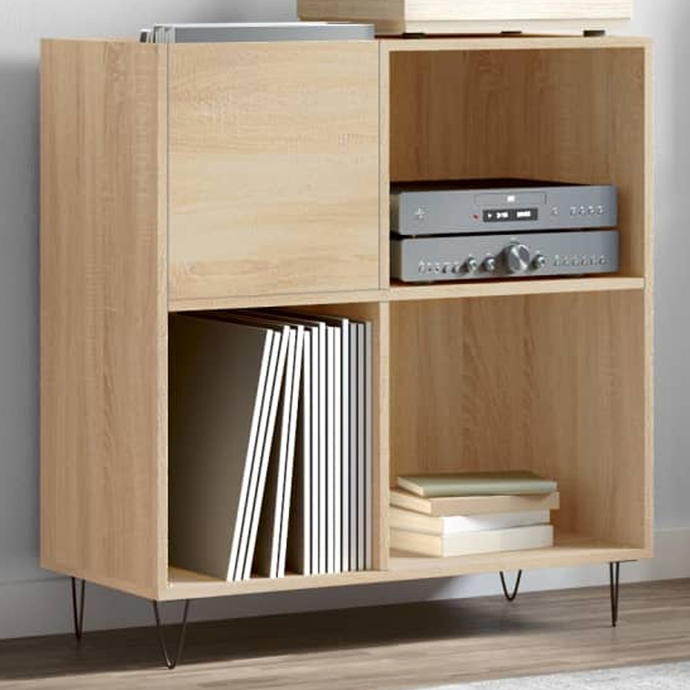 vidaXL 3 Shelf Sonoma Oak Record Cabinet Image 1