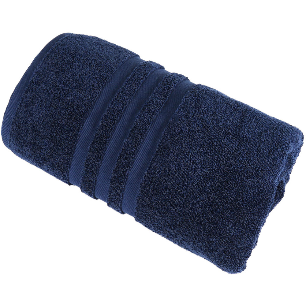 Soft Turkish Cotton Navy Terry Dobby Bath Sheet Image 1