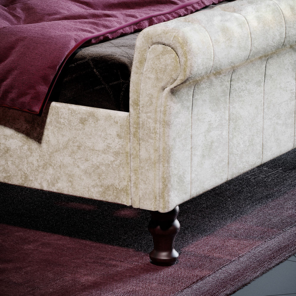 Vida Designs Violetta Double Champagne Crushed Velvet Bed Frame Image 4