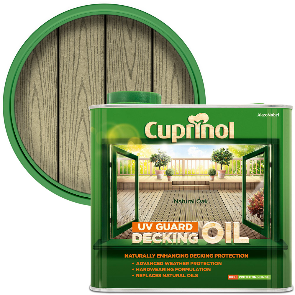 Cuprinol Natural Oak UV Guard Decking Oil 2.5L Image 1