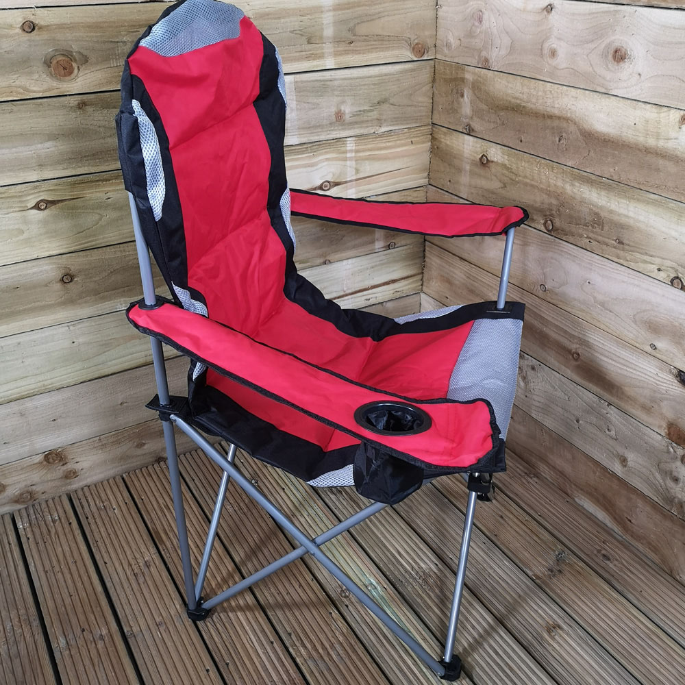 Samuel Alexander Red Luxury Padded Folding Camping Chair Image 5