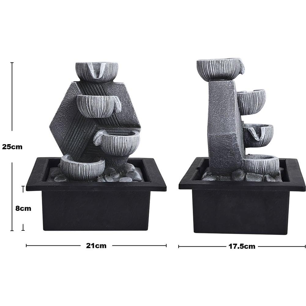 Living and Home 3-Tier LED Imitation Rock Resin Tabletop Water Fountain Image 7
