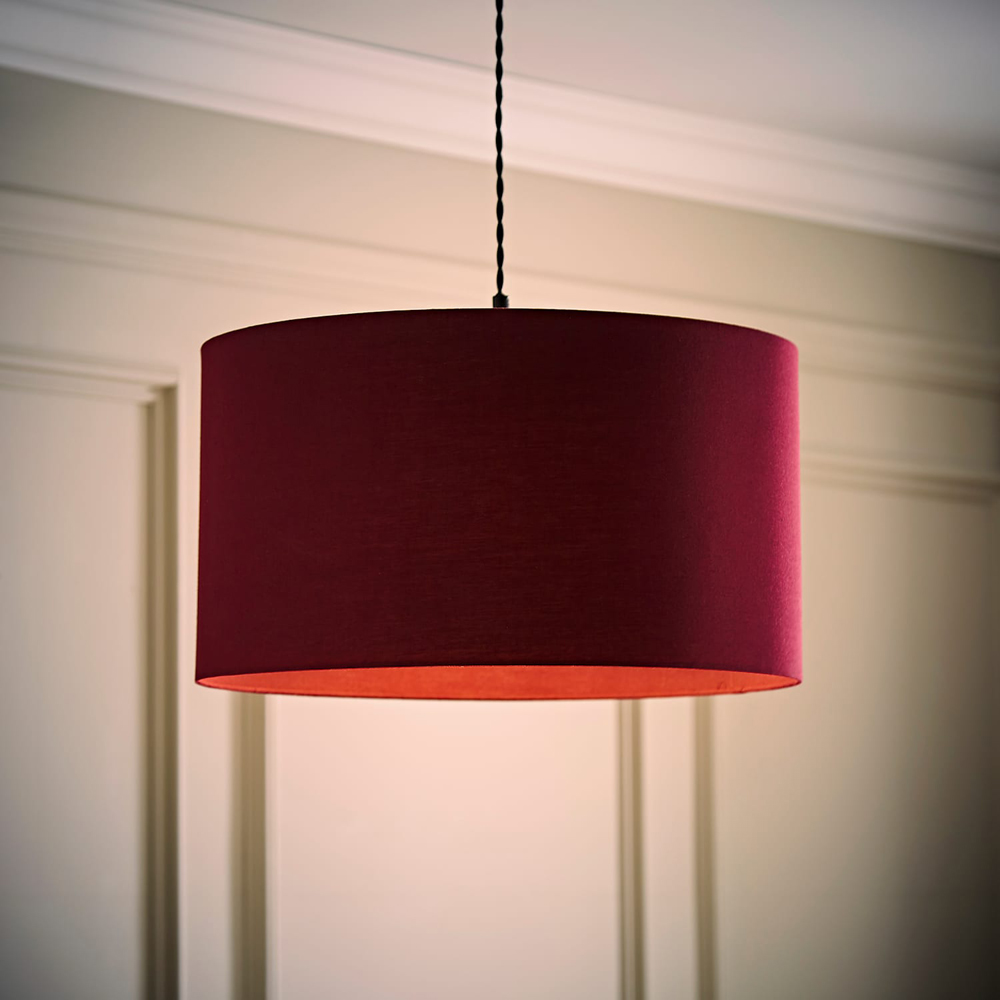 ValueLights Reni Plum Fabric Large Drum Ceiling Lamp Shade Image 6