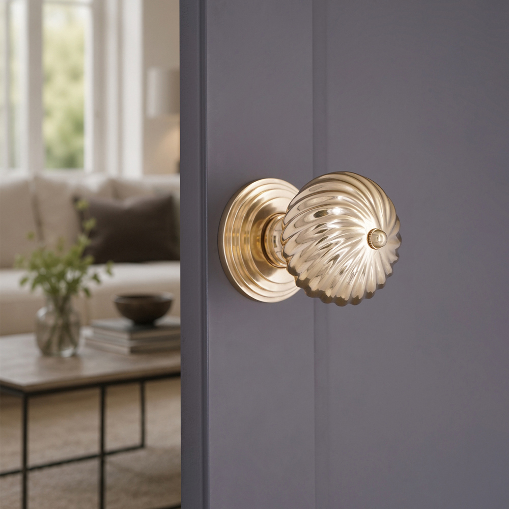 Spira Brass Polished Brass Burcot Mortice Door Knob 2 Pack Image 2