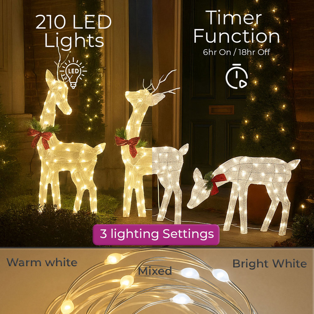 Neo 3 Piece 210 Dual LED Lighted Reindeer Christmas Decoration Image 5