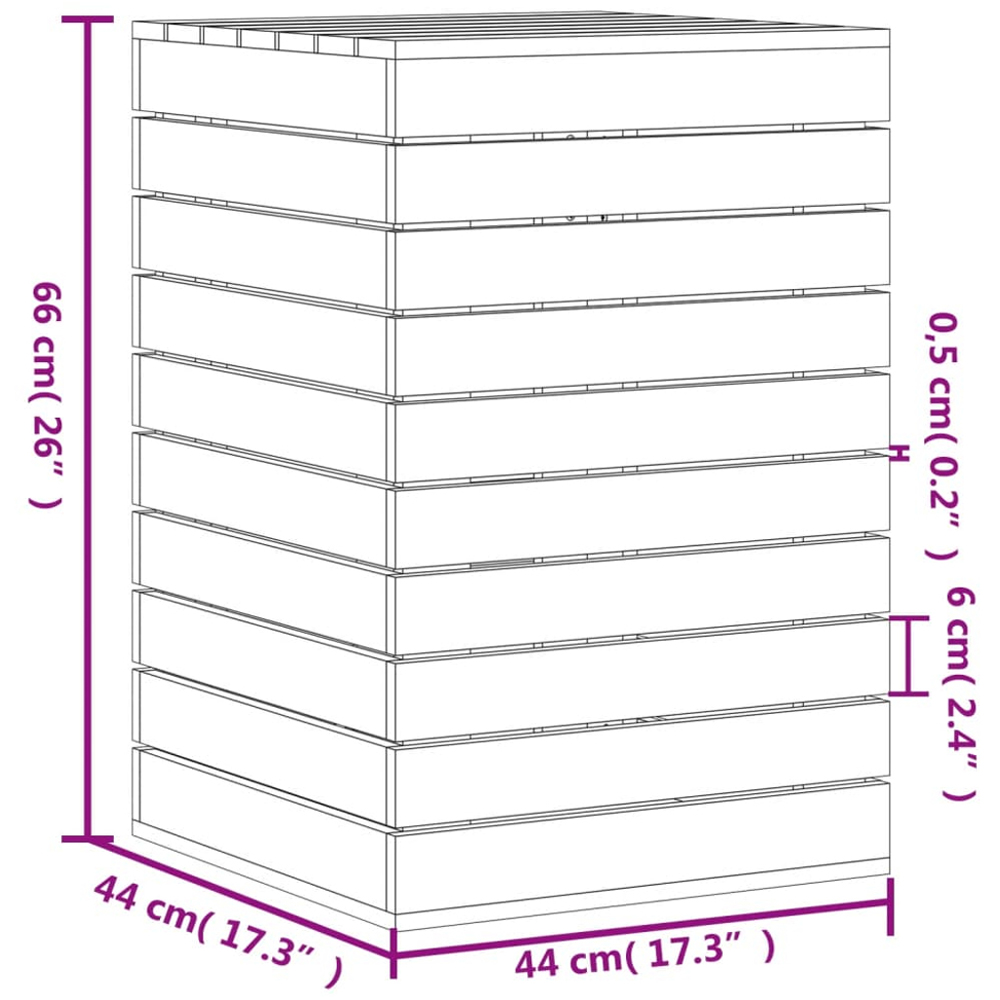vidaXL White Solid Pine Wood Laundry Basket 44 x 44 x 66cm Image 9
