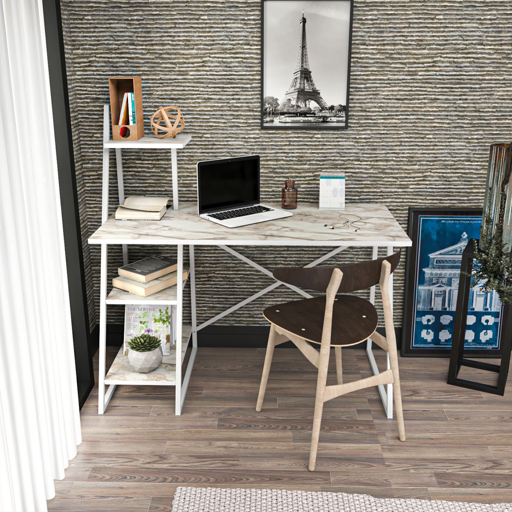 Decorotika Admira 4 Shelf Writing Desk Ephesus White Image 4