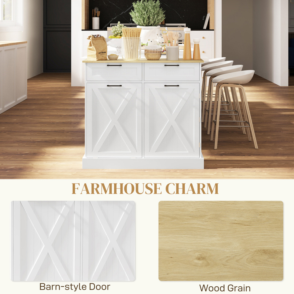 Portland Single Door 2 Drawer White Wood-Effect Sideboard with Tilt Out Trash Bin 38L Image 7