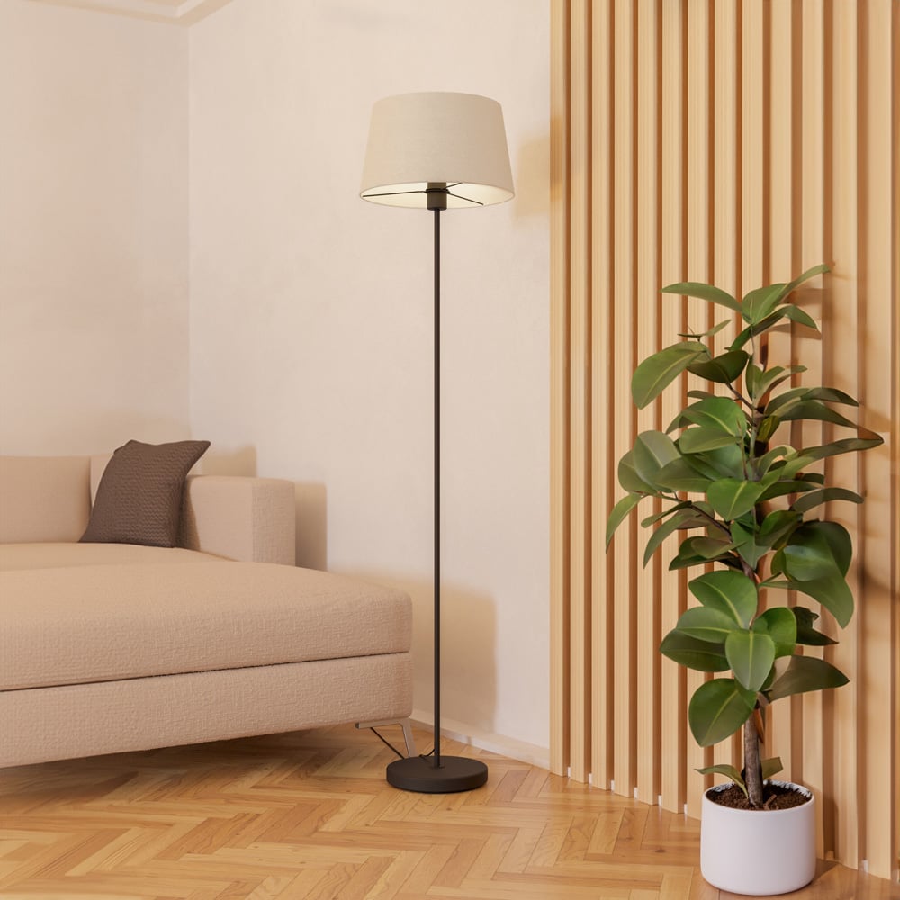 EGLO Febres White Fabric and Black Steel Traditional Floor Lamp Image 2
