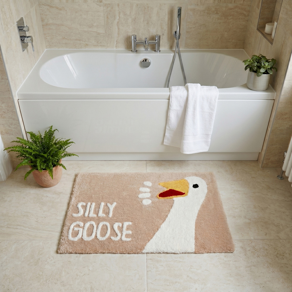 Allure Bath Fashions Beige Silly Goose Slogan Non-Slip Bath Mat 50 x 80cm Image 5