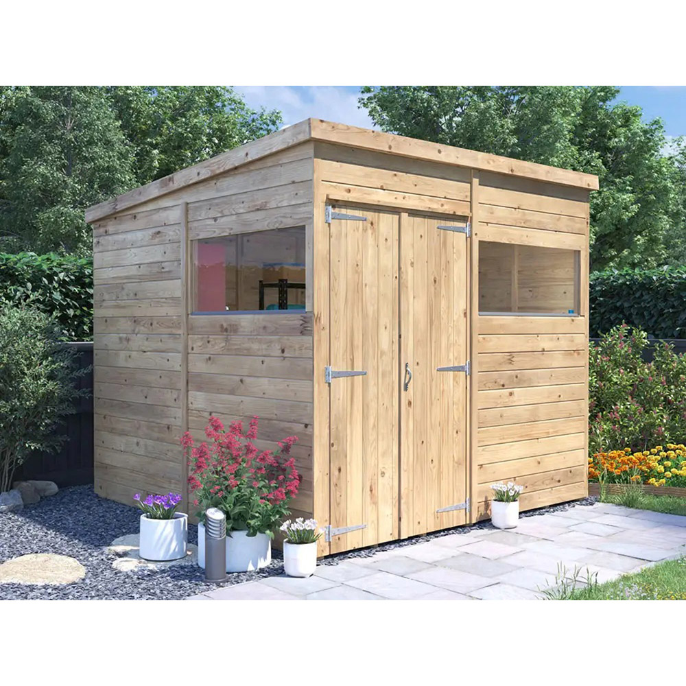 Dunster House Overlord 8 x 8ft Modular Brown Pent Bike Shed Image 3