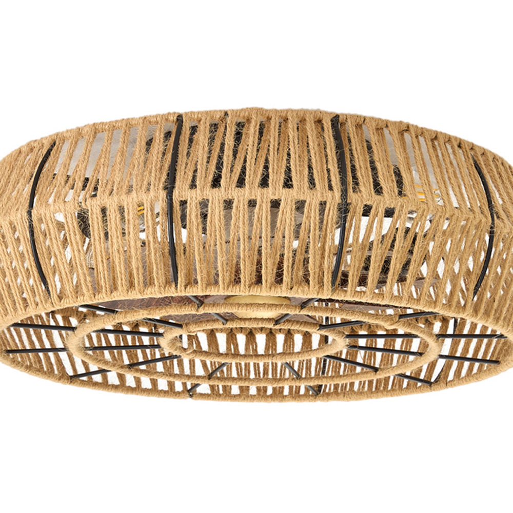 Living and Home Natural Rattan Hand-Woven Boho LED Ceiling Fan with App and Remote Control 50cm Image 3