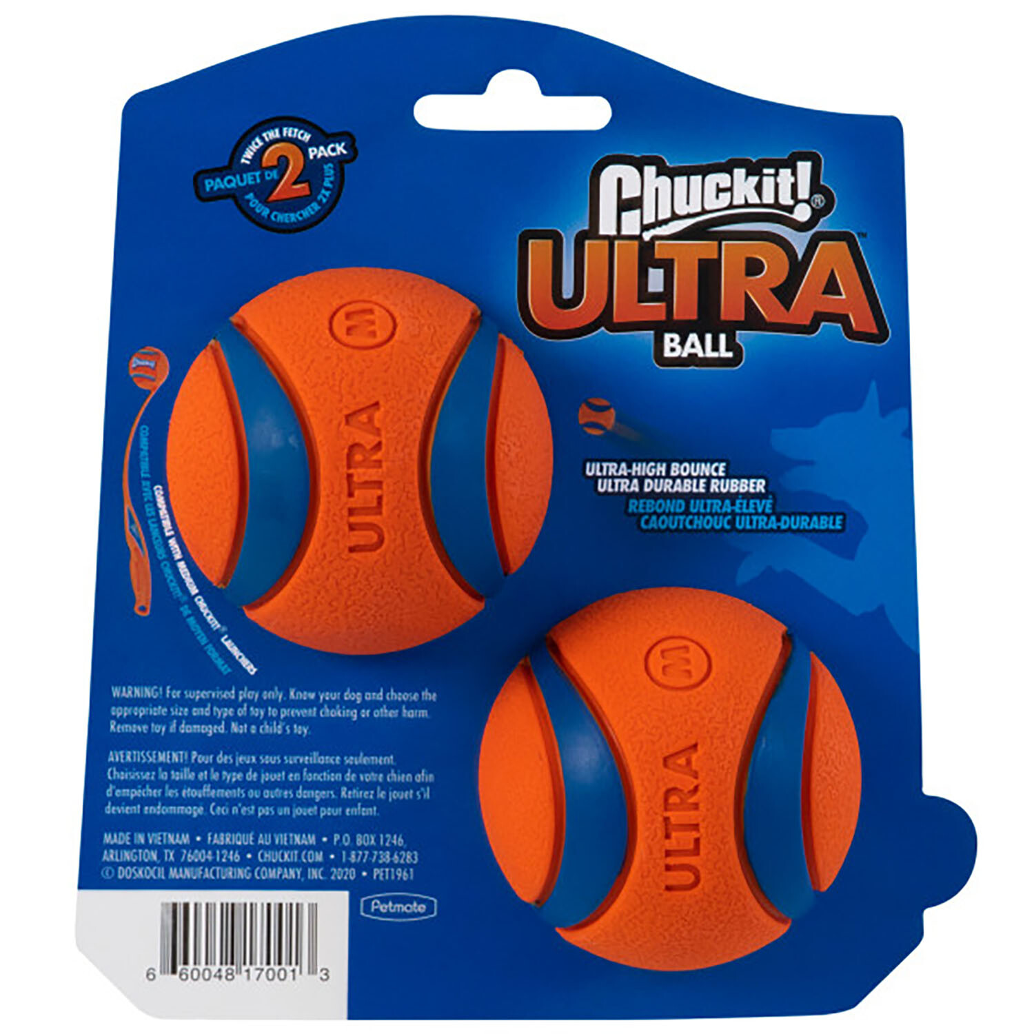 Pack of 2 Chuckit! Ultra Balls Orange and Blue Medium Image 3