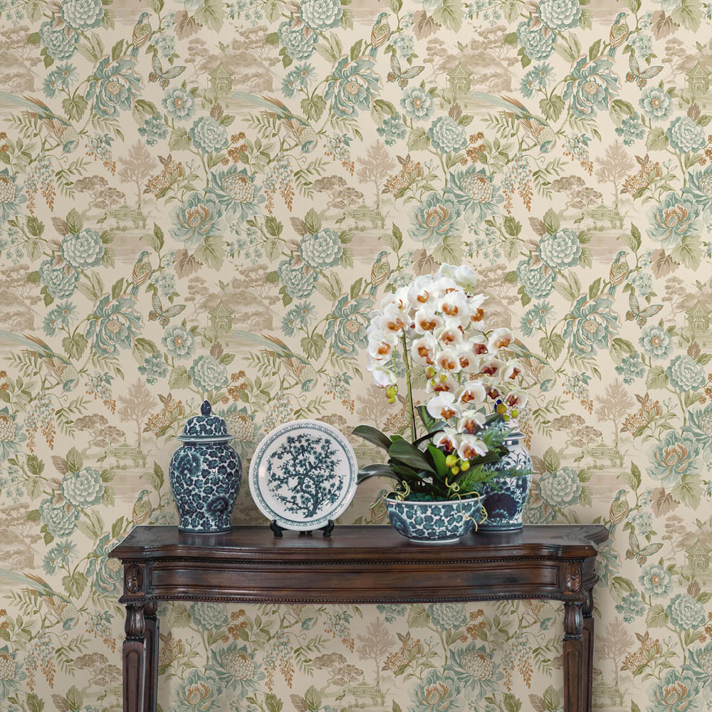 Holden Decor Scenic Bird Teal and Orange Wallpaper Image 3