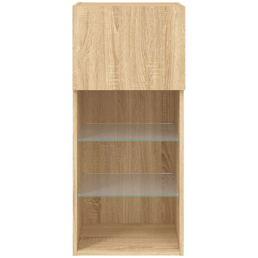 vidaXL 3 Shelf Single Door Sonoma Oak Wall Mounted TV Cabinet Set of 2 Image 9
