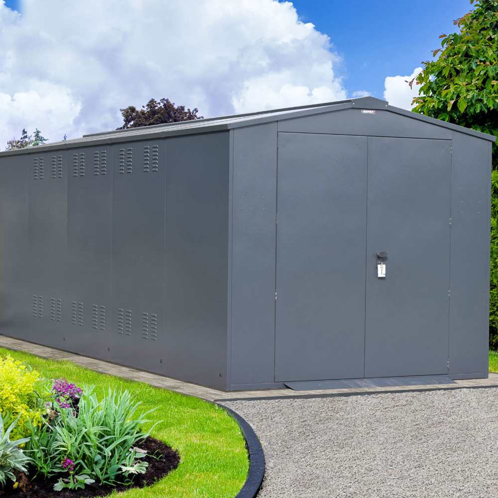 Asgard Gladiator 7 x 18ft Double Door Cream High Security Apex Motorcycle Garage Image 8