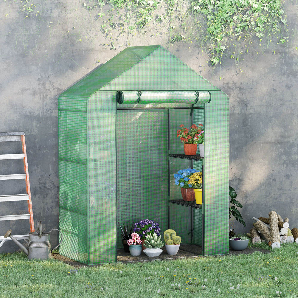 Outsunny Green 4.5 x 2.5ft Walk In Greenhouse Image 2