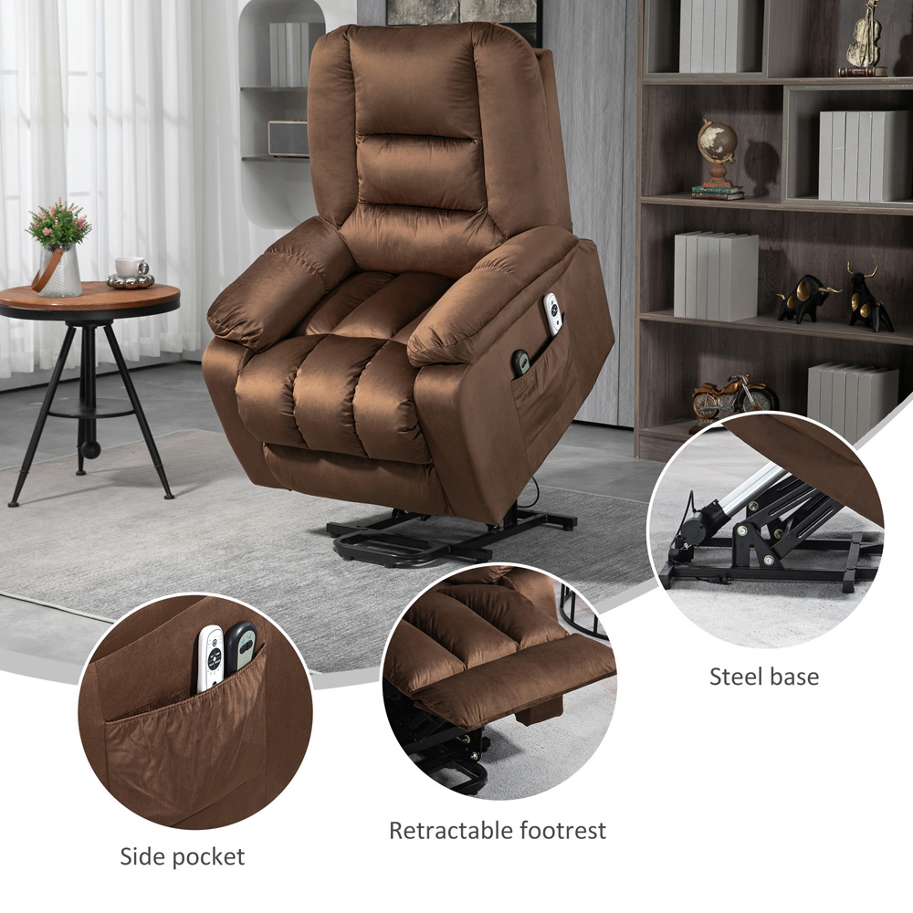 HOMCOM Brown Lift Chair with Vibration Massage and Heat Image 3